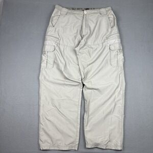 Y2k Burnside Pants Men's 34x32* Beige Lightweight Hiking Gorpcore Baggy Skater